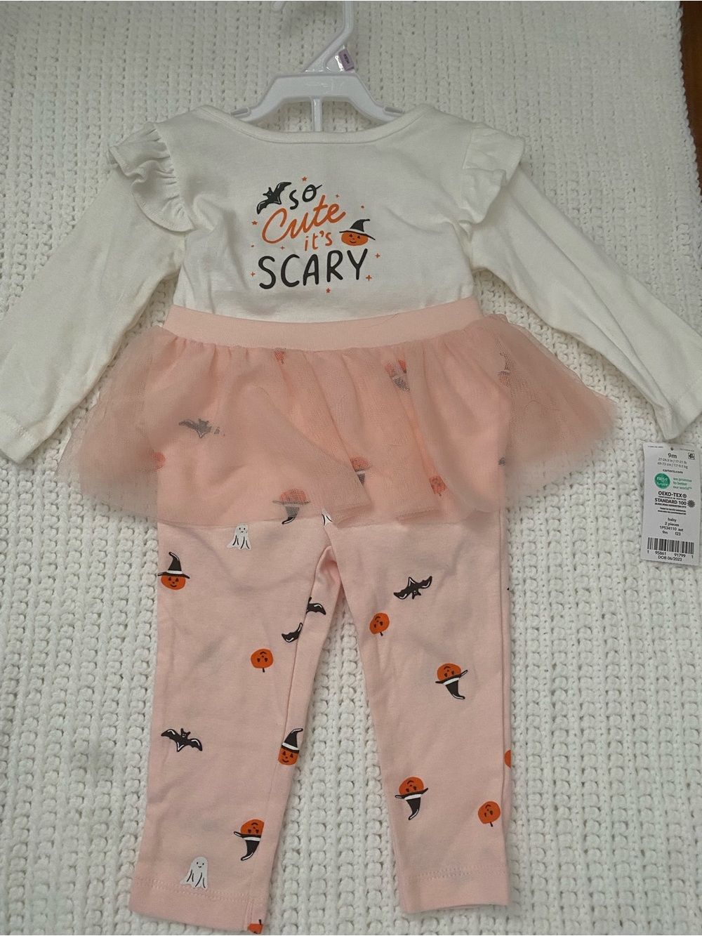 Carter's Cream and Pink Halloween Tutu Legging Set